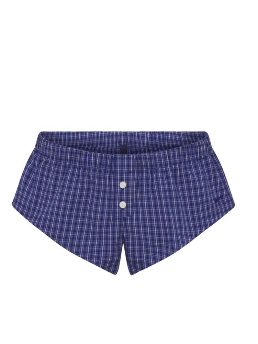 🌸 SKIMS Micro Short Pajama | Navy Check Plaid | M | NWOT 🏷️